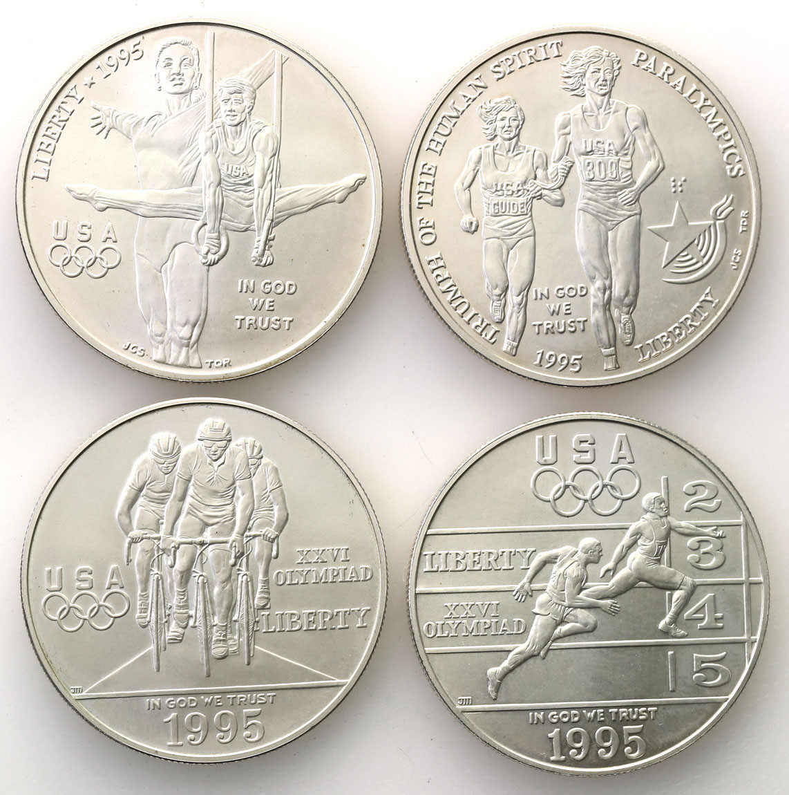 USA. Dolar 1995 D, Igrzyska Olimpijskie - Atlanta, zestaw 4 sztuk